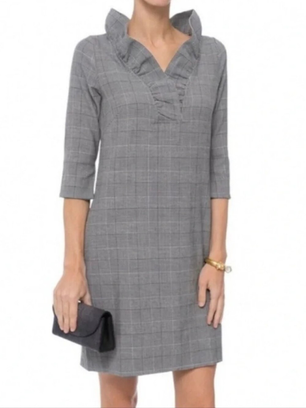 Gretchen Scott Designs Wall Streeter Plaid Dress Black White Women's S Small